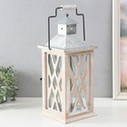 Подсвечник дерево "Морской фонарь" потёртый белый 16,5х16,5х40 см - фото 22610105