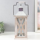 Подсвечник дерево "Морской фонарь" потёртый белый 16,5х16,5х40 см - фото 22610106