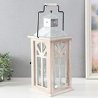 Подсвечник дерево "Морской фонарь. Домик" потёртый белый 16,5х16,5х40 см - фото 22610110