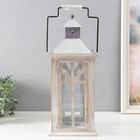 Подсвечник дерево "Морской фонарь. Домик" потёртый белый 16,5х16,5х40 см - фото 22610111