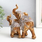 Сувенир полистоун "Слон со слонёнком - попона с узорами и янтарём" 16,5х10х17,5 см - Фото 2