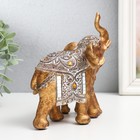 Сувенир полистоун "Слон со слонёнком - попона с узорами и янтарём" 16,5х10х17,5 см - Фото 3