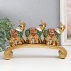 Сувенир полистоун "Три слона на дуге - попона с красно-зелёная" 24х5х15 см - фото 3100710