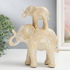 Сувенир полистоун "Белый слон со слонёнком на спине, с золотом - слои" 16х7х19,5 см - фото 3100722