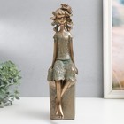 Сувенир полистоун "Девочка на кубе, с цветком в волосах" под бронзу 9,5х12х34 см - Фото 1