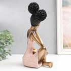 Сувенир полистоун "Девочка с кудрявыми хвостиками, с блюдом" розово-золотой 17х12х27 см - фото 22626128