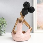 Сувенир полистоун "Девочка с кудрявыми хвостиками, с блюдом" розово-золотой 17х12х27 см - фото 22626129