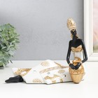 Сувенир полистоун "Африканская красавица с кувшином" бело-золотой 24,5х9,5х19 см - фото 4275841