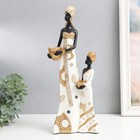 Сувенир полистоун "Африка - Мать и дочь, с глиняной посудой" бело-золотой 15х8,5х36,5 см - фото 319939412