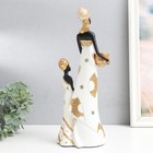Сувенир полистоун "Африка - Мать и дочь, с глиняной посудой" бело-золотой 15х8,5х36,5 см - фото 7212132