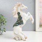 Сувенир полистоун "Императорский конь, белый с зеркалами  на дыбах" 14,5х7х24,5 см - фото 1481554