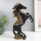 Сувенир полистоун "Императорский чёрный конь, с зеркалами - на дыбах" 14,5х7х24,5 см - фото 10888575