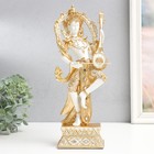 Сувенир полистоун "Танцующее божество с музыкальным инструментом" бело-золотой 13х9х34 см - фото 1481620