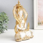 Сувенир полистоун "Тибетский будда - поза лотоса" бело-золотой 14х7х23 см - Фото 2