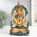 Сувенир полистоун "Тибетский будда - поза лотоса" сине-золотой 14х9х23,5 см - фото 4275947
