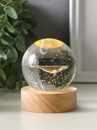 Световая фигурка стекло «Шар. Голограмма: Кит», d=6 см, подставка дерево, USB, 6.5×6.5×7.5 см - Фото 1