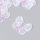 Декор для творчества текстиль вышивка "Бабочка сиренево-белая" 4,5х4 см - Фото 2