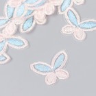 Декор для творчества текстиль вышивка "Бабочка бело-голубая" 4х3 см - фото 319841198