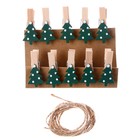 Прищепки декоративные с верёвкой для подвеса «Ёлочки зелёные» набор 10 шт., 1,5 × 12 × 14 см - фото 9930956