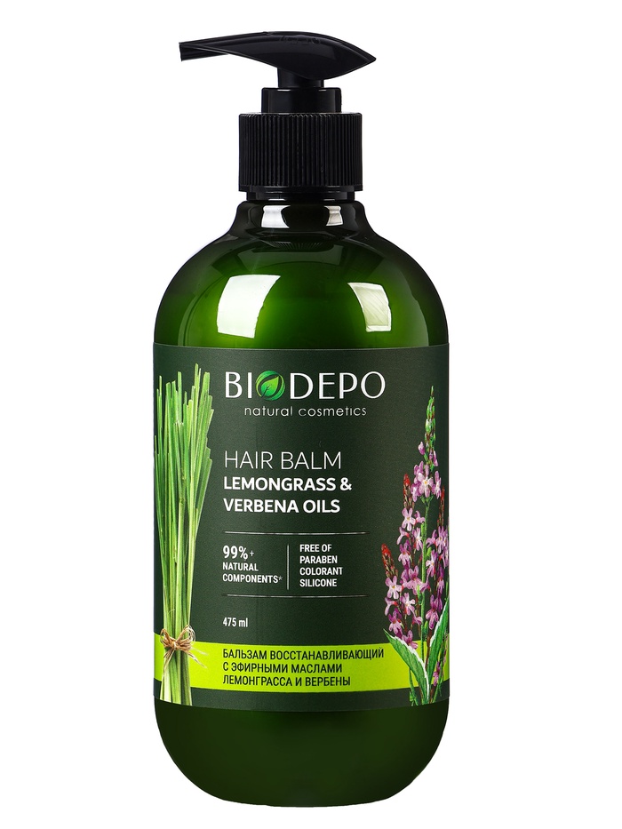 Бальзам для волос Biodepo восстанавливающий, с маслами лемонграсса и вербены, 475 мл - Фото 1