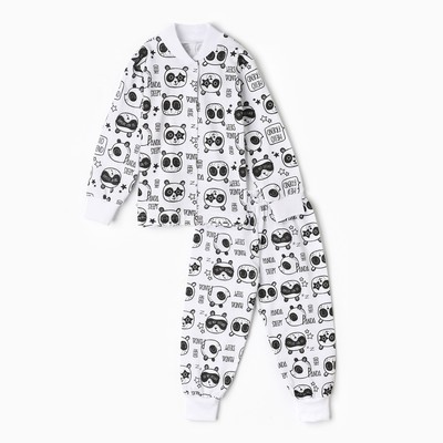 Комплект (кофточка, штанишки), цвет белый/панды, рост 74 см