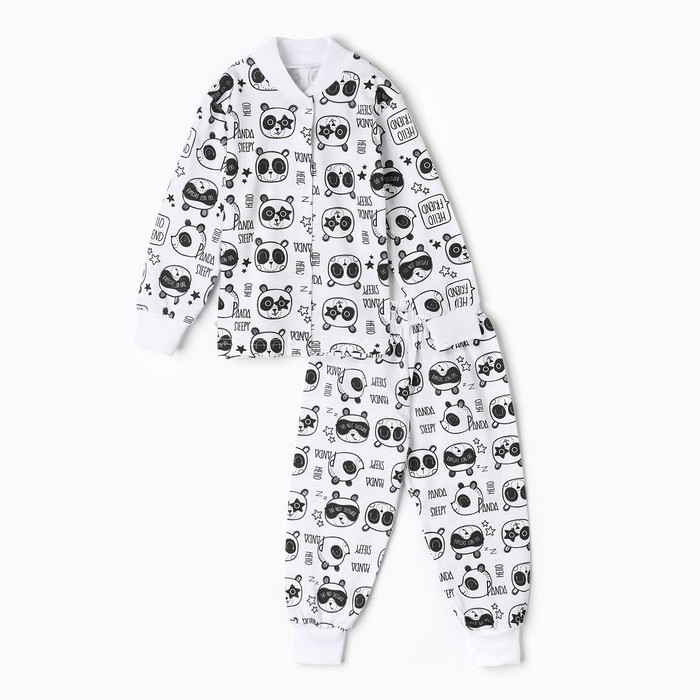 Комплект (кофточка, штанишки), цвет белый/панды, рост 80 см - Фото 1