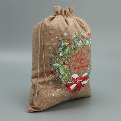 Мешочек новогодний подарочный с термонаклейкой «Чудо», 30×40 см ± 1.5 см