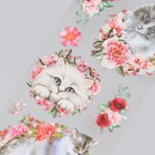 Наклейки для творчества "Белые котики и розовые цветы" набор 6 листов 18х6 см - Фото 3