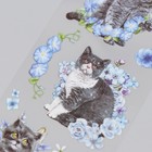 Наклейки для творчества "Серые котики и голубые цветы" набор 6 листов 18х6 см - Фото 3