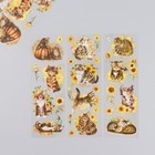 Наклейки для творчества "Полосатые котики и жёлтые цветы" набор 6 листов 18х6 см - фото 285470241