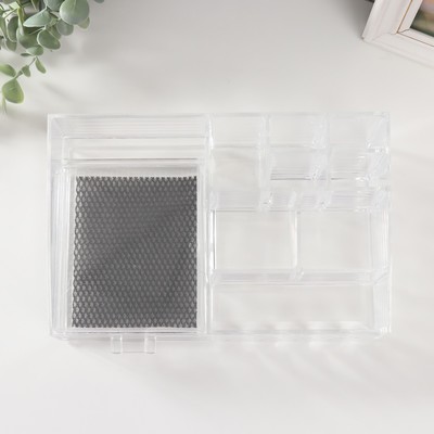 Шкатулка-органайзер для хранения мелочей, украшений 1 ящик, пластик, прозрачная, 8.5×15×25 см