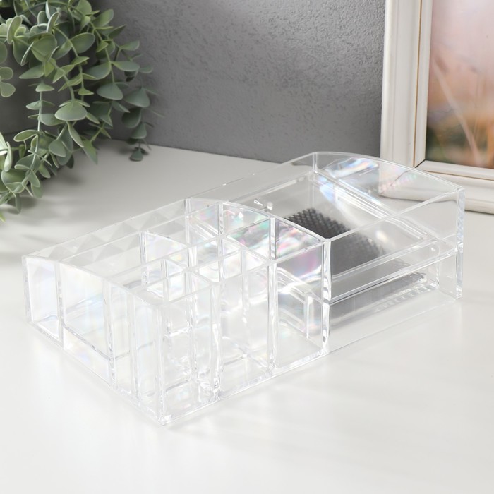 Шкатулка-органайзер пластик 1 ящик прозрачная 8,5х15х25 см
