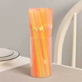 Трубочки одноразовые для коктейля, 0,5×21 см, 100 шт, с гофрой, цвет микс