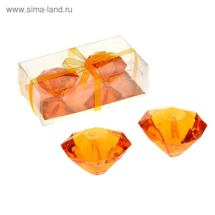 Свечи гелевые плавающие (набор 2 шт) "Бриллиант", цвет оранжевый - Фото 1