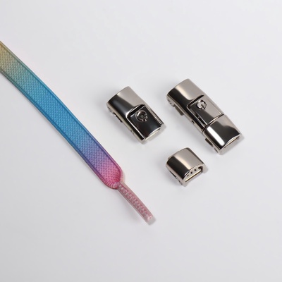 Шнурки для обуви, пара, с плоским сечением и фиксатором на застёжке, 8 мм, 100 см, разноцветные