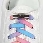 Шнурки для обуви, пара, с плоским сечением и фиксатором на застёжке, 8 мм, 100 см, цвет разноцветный - фото 7184783