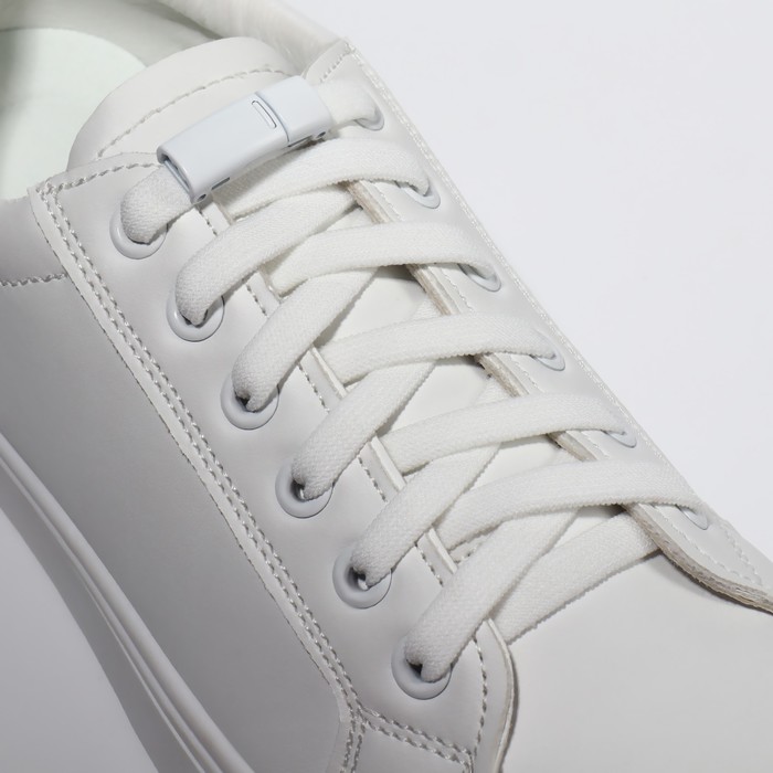 Шнурки для обуви, пара, с плоским сечением и фиксатором, 100 см, цвет белый