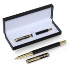 Ручка подарочная роллер в кожзам футляре ПБ IT, корпус черный/золото - фото 925600