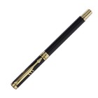 Ручка подарочная роллер в кожзам футляре, корпус черный,золото - фото 10926453