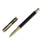 Ручка подарочная роллер в кожзам футляре, корпус черный,золото - фото 10926454