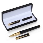 Ручка подарочная роллер в кожзам футляре, корпус черный,золото - фото 301193906