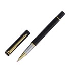 Ручка подарочная роллер в кожзам футляре, корпус черный, золото, серебро - Фото 3