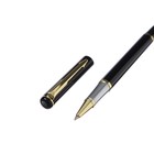 Ручка подарочная роллер в кожзам футляре, корпус черный, золото, серебро - Фото 4