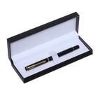 Ручка подарочная перьевая в кожзам футляре, корпус черный, золото, серебро - Фото 5