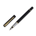 Ручка подарочная перьевая в кожзам футляре, корпус черный, золото, серебро - Фото 3