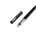 Ручка подарочная перьевая в кожзам футляре, корпус черный, золото, серебро - Фото 4