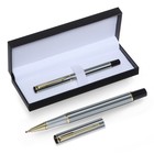 Ручка подарочная роллер в кожзам футляре, корпус серебро,золото - фото 8200253