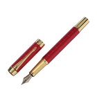 Ручка подарочная роллер, в кожзам футляре, корпус красный, золото - фото 7294814