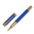 Ручка подарочная роллер, в кожзам футляре, корпус синий, золото - фото 7294818