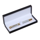 Ручка подарочная роллер, в кожзам футляре, корпус серый, золото - фото 319941236